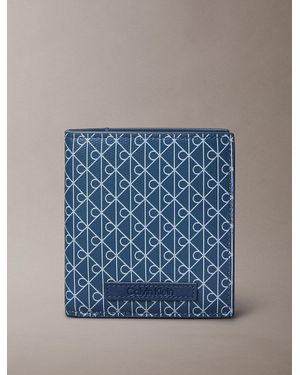 Calvin Klein Allover Monogram Logo Bifold Wallet - Blue