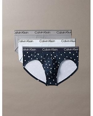 Calvin Klein 3 Pack Hip Briefs Microfibre Stretch - Blue