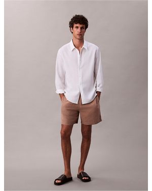 Calvin Klein Linen Cotton Pull-On Shorts - Multicolor