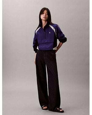 Calvin Klein Jeans Colour Block Nylon Half Zip Jacket - Blue