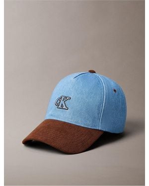 Calvin Klein Denim Corduroy Monogram Cap - Blue