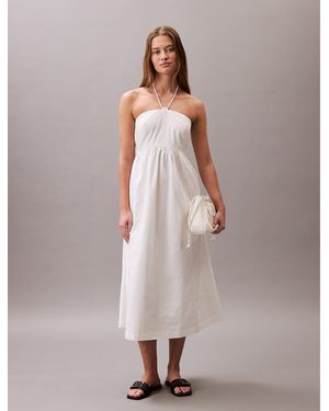 Calvin Klein Cotton Twill Halter Dress - Pink