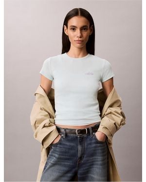 Calvin Klein Calvin Klein Contour Rib Logo Graphic Slim T-Shirt - White
