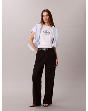 Calvin Klein Cotton Stretch Cargo Trousers - White