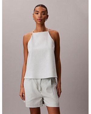 Calvin Klein Jeans Linen Blend Cami Top - Grey