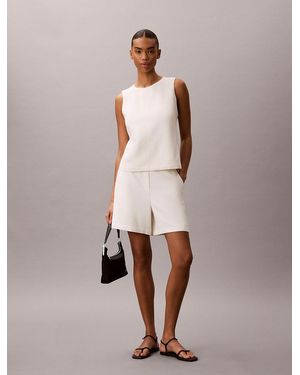 Calvin Klein Textured Sleeveless Top - Natural