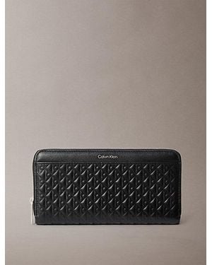 Calvin Klein Embossed Emblem Logo Long Zip Wallet - Grey