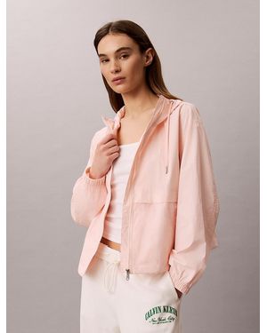 Calvin Klein Hooded Nylon Windbreaker Jacket - Pink