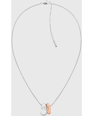 Calvin Klein Collana Con Pendente Bicolore - Bianco