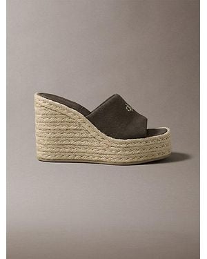 Calvin Klein Canvas Espadrille Wedge Sandals - Grey