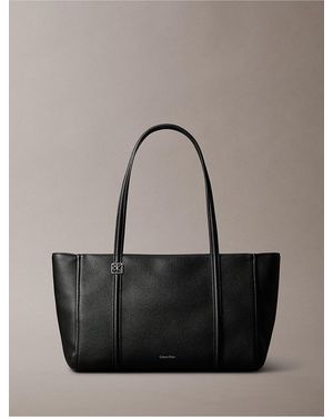 Calvin Klein Emblem Logo Hardware Pebble Tote Bag - Gray