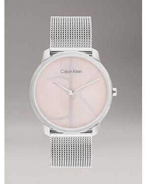 Calvin Klein Monogram Logo Mesh Bracelet Watch - Grey