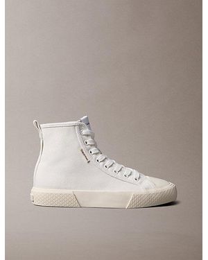Calvin Klein Ck Luna Canvas High Top Logo Trainers - Natural