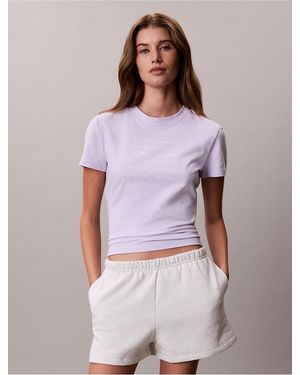 Calvin Klein Calvin Klein Logo Font Graphic Slim T-Shirt - Purple