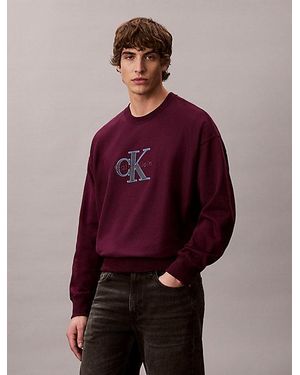 Calvin Klein Jeans Relaxed Fleece Monologo Sweatshirt - Red