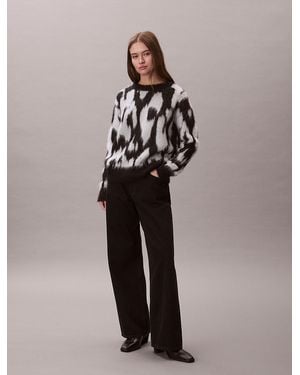 Calvin Klein Brushed Alpaca Blend Printed Jumper - Multicolour