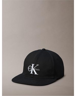 Calvin Klein Embroidered Monologo Flat Brim Cap - Black