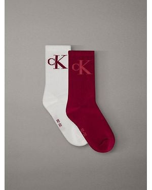 Calvin Klein Pack de 2 calcetines de deporte de algodón elástico suave - Rojo