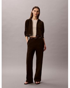 Calvin Klein Logo Waistband Wide Leg Joggers - Brown