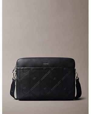Calvin Klein Maletín para portátil con logo emblemático grabado - Negro