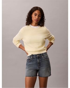 Calvin Klein Calvin Klein Smooth Cotton Monogram Sweater - Gray