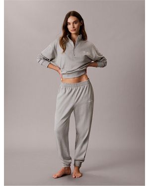 Calvin Klein Logo Cotton Jersey Sleep Sweatshirt - Gray