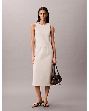 Calvin Klein Fit And Flare Sleeveless Midi Dress - Natural