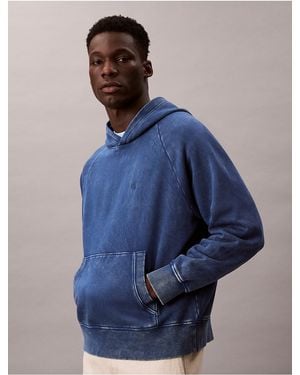 Calvin Klein Washed Fleece Relaxed Hoodie - Blue