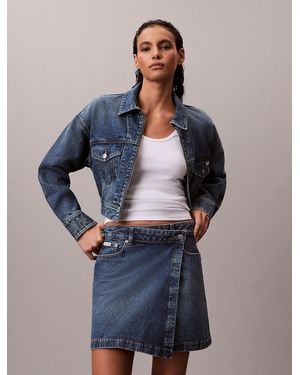 Calvin Klein Denim Mini Wrap Skirt - Blue