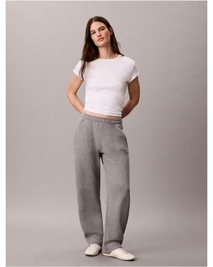Calvin Klein Calvin Klein Textured Fleece Wide Leg Pants - Gray