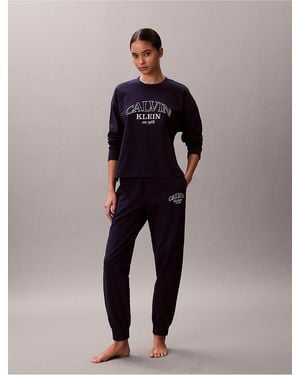 Calvin Klein Logo Cotton Jersey Sleep Sweatpants - Blue