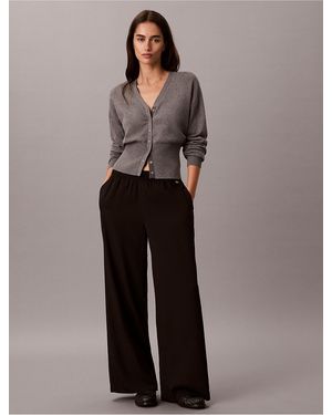 Calvin Klein Wide Leg Pull-On Pants - Gray