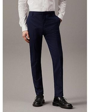 Calvin Klein Slim Wool Stretch Suit Trousers - Blue