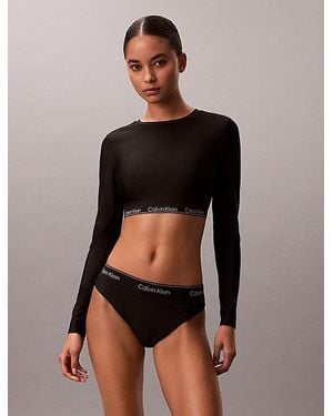 Calvin Klein Long Sleeve Rash Guard Ck Icon - Black