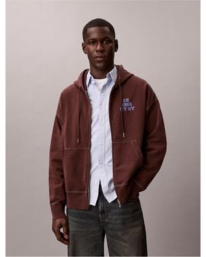 Calvin Klein Calvin Klein Terry Varsity Logo Hoodie - Brown
