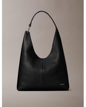 Calvin Klein Slouchy Leather Medium Shoulder Bag - Black