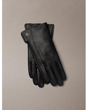 Calvin Klein Soft Nappa Leather Touchscreen Gloves - Black