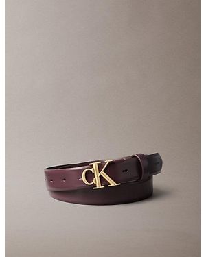 Calvin Klein Leather Monogram Logo Belt - Brown