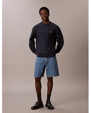 Calvin Klein Oversized Badstofkatoenen Sweatshirt - Blauw