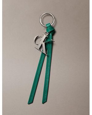 Calvin Klein Leather Signature Logo Tassel Bag Charm - Natural