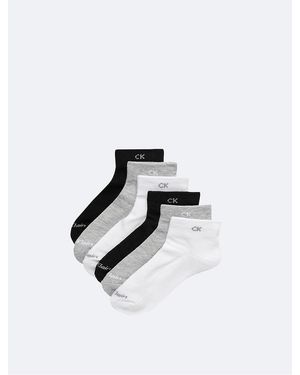 Calvin Klein Basic Cushion Quarter 6-Pack Socks - Gray