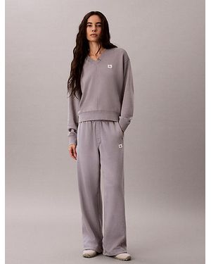 Calvin Klein Jeans Relaxed Woven Monologo Terry Sweatshirt - Brown