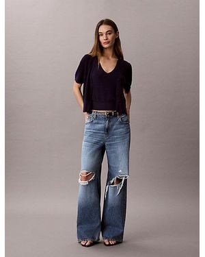 Calvin Klein Juego de dos piezas de manga corta de punto de algodón - Azul