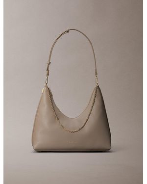Calvin Klein Pebbled Jewellery Chain Hobo Bag - Natural