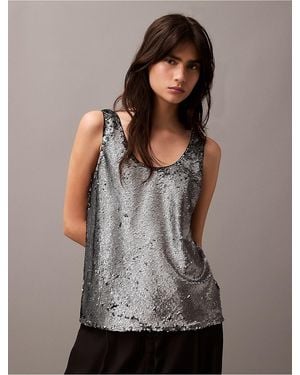 Calvin Klein Sequin Tank Top - Gray