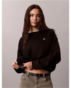 Calvin Klein Calvin Klein Monogram Logo Fleece Crewneck Sweatshirt - Brown