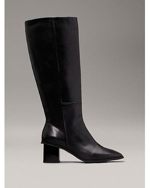 Calvin Klein Botas de piel con puntera cuadrada - Negro