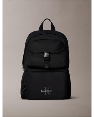 Calvin Klein Bold Monologo Double Pocket Backpack - Black
