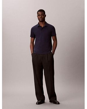Calvin Klein Slim Cotton Badge Polo Shirt - Blue