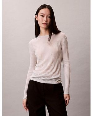 Calvin Klein Glänzender Pullover Mit Rundhalsausschnitt Aus Zopfstrick - Pink